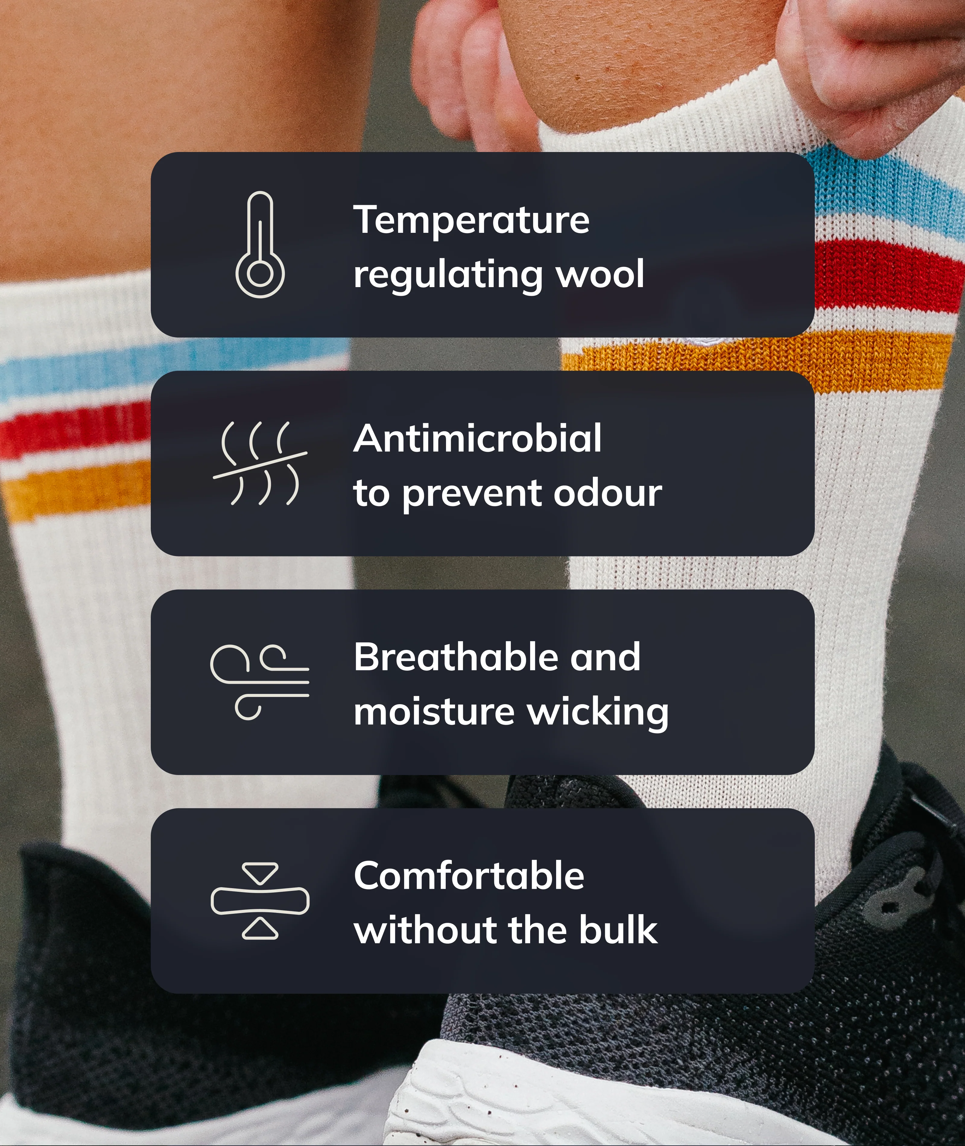 Moonstone Merino Wool Midweight Crew Socks - Image 3