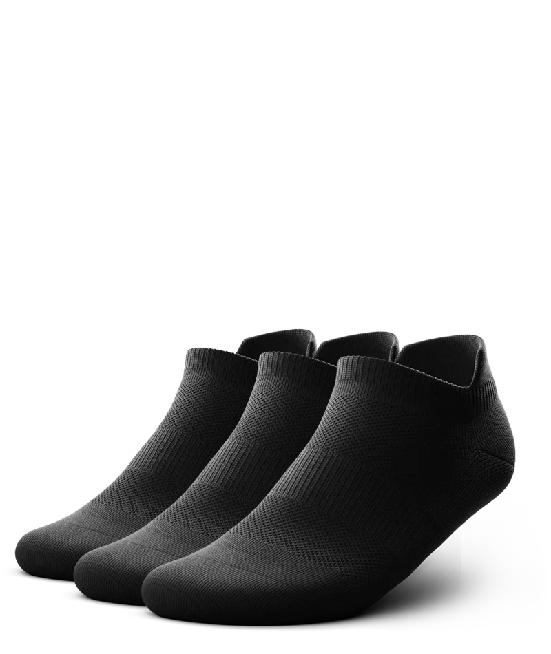 Flagship Black Athletic Ankle Socks 3-Pack
