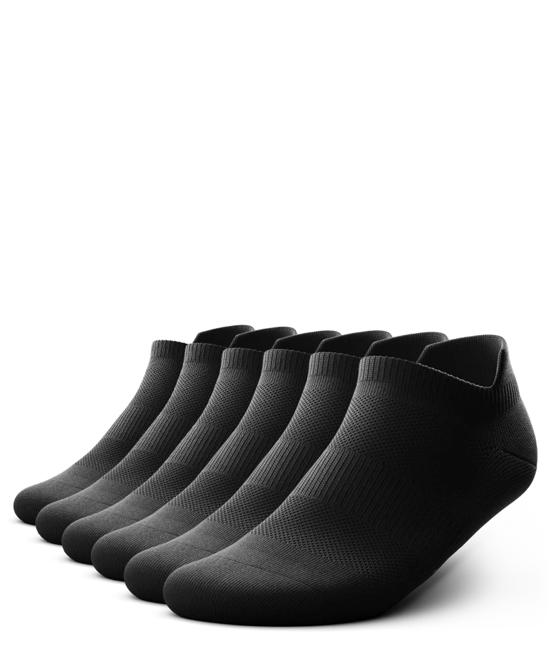 Flagship Black Athletic Ankle Socks 6-Pack