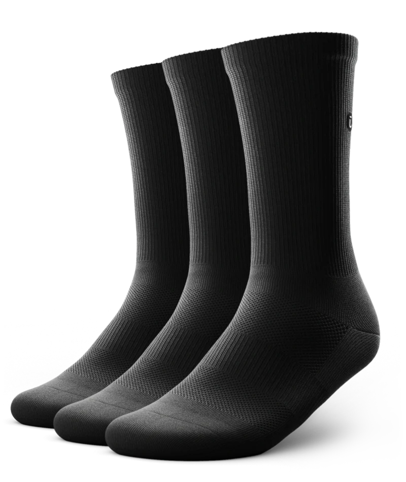 Flagship Black Athletic Crew Socks 3-Pack