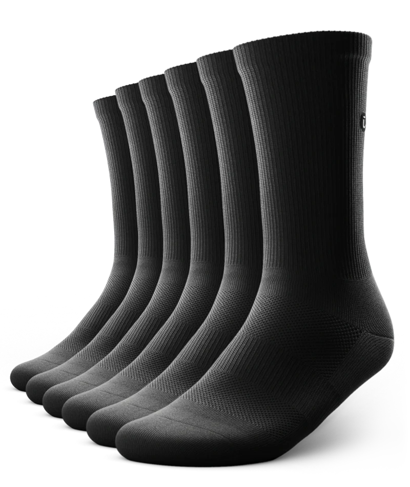 Flagship Black Athletic Crew Socks 6-Pack