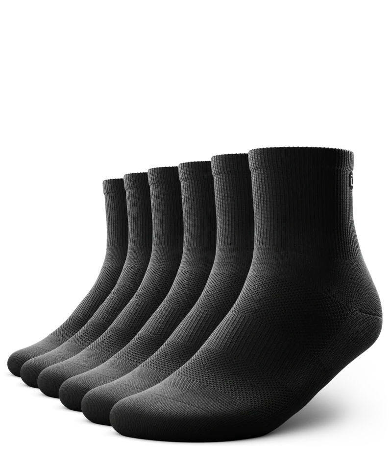 Flagship Black Athletic Quarter Socks 6-Pack