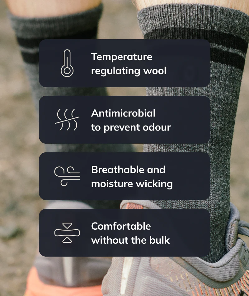 Smoke Merino Wool Midweight Crew Socks - Image 4