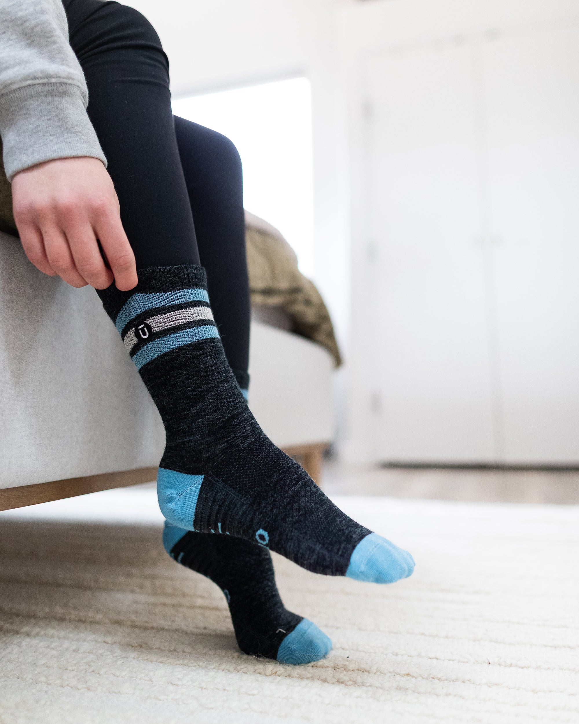 Slate Merino Wool Lite Crew Socks - Image 4