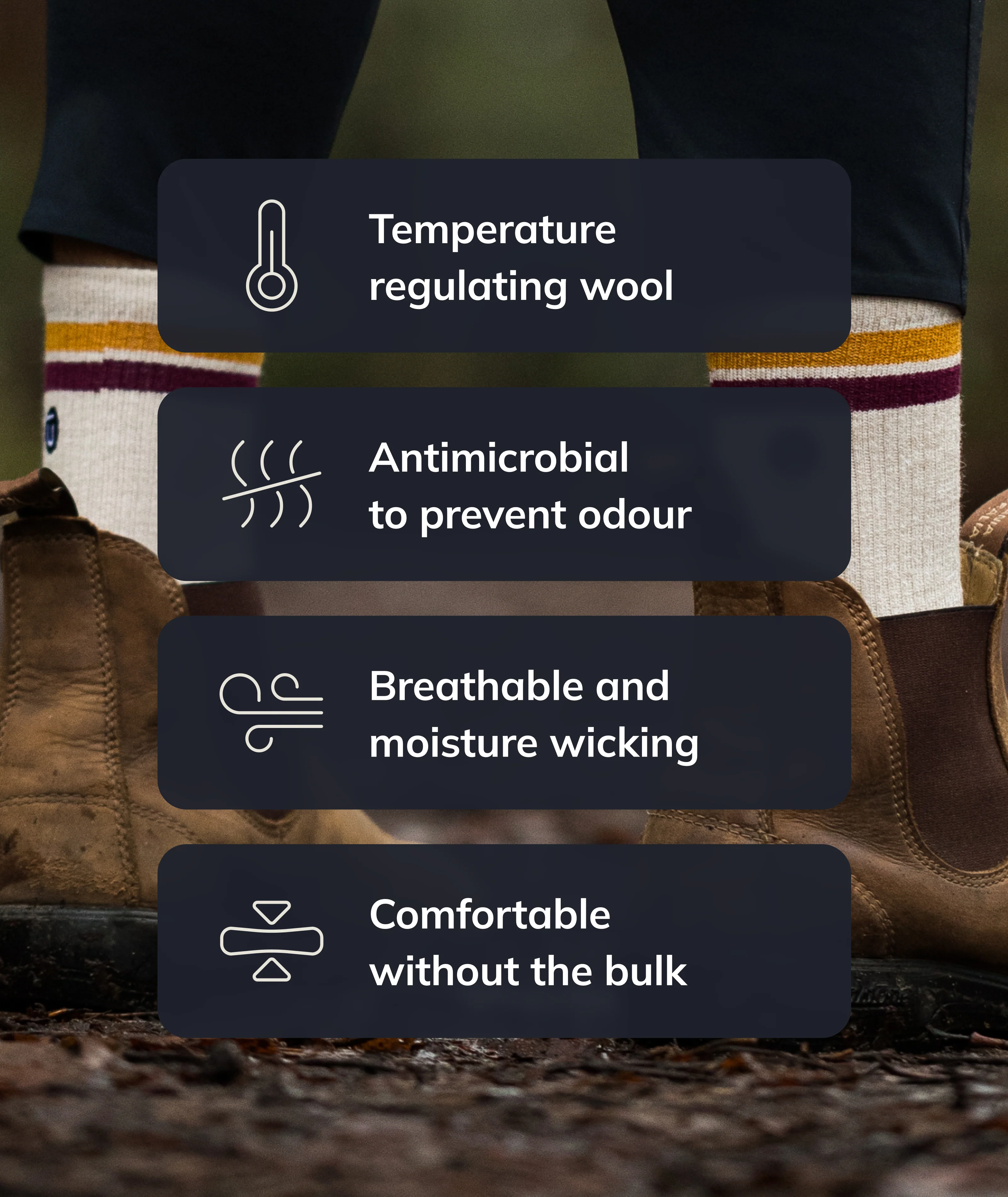 Wander Merino Wool Midweight Crew Socks 3-Pack - Image 3
