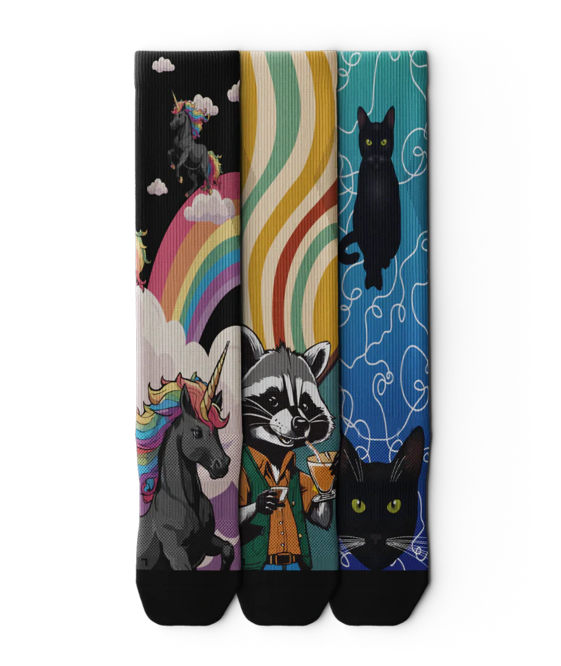 Whimsical Athletic Knee High Compression Socks 3-Pack