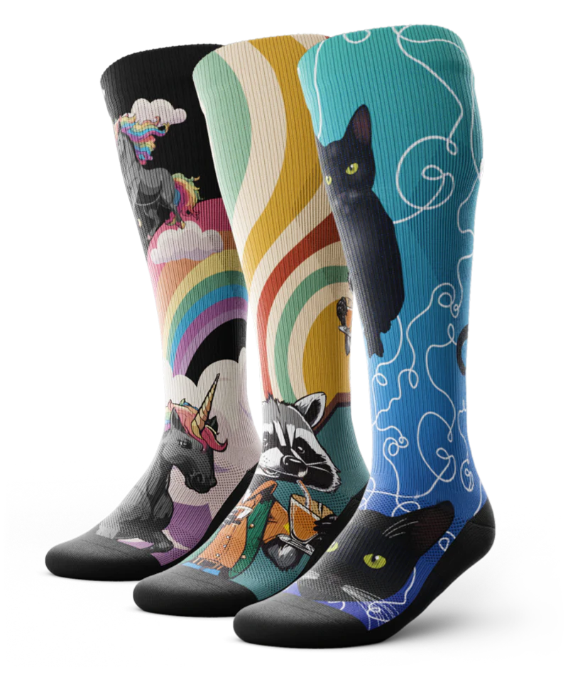 Whimsical Athletic Knee High Compression Socks 3-Pack - Image 2